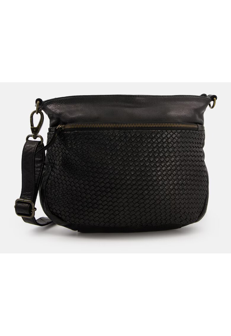 VENEZIA Geanta de umar - piele naturala - neagra - 21 -5x30x10cm - 2 buzunare interioare - 2 buzunare exterioare - curea detasabila max 150cm