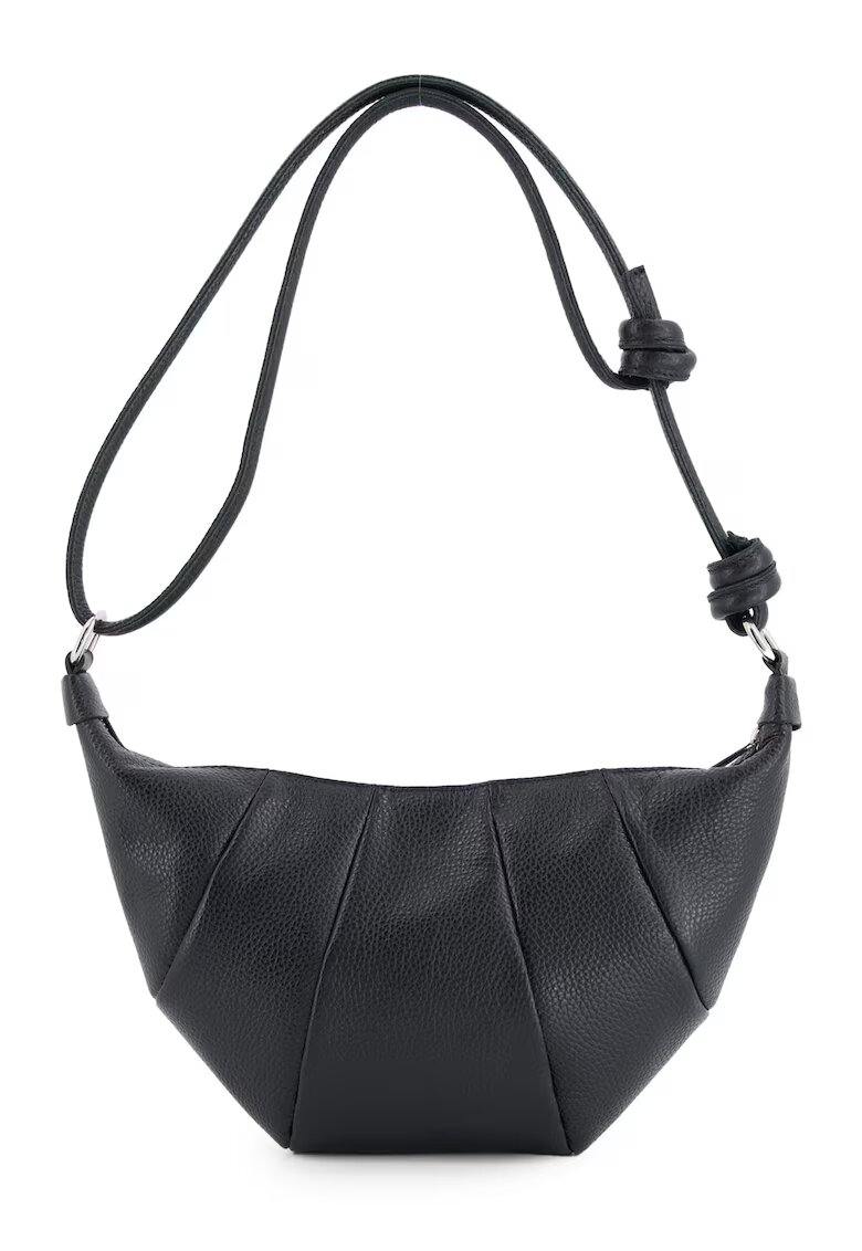 VENEZIA Geanta de umar piele naturala - neagra - 32x17x6cm - curea 115cm