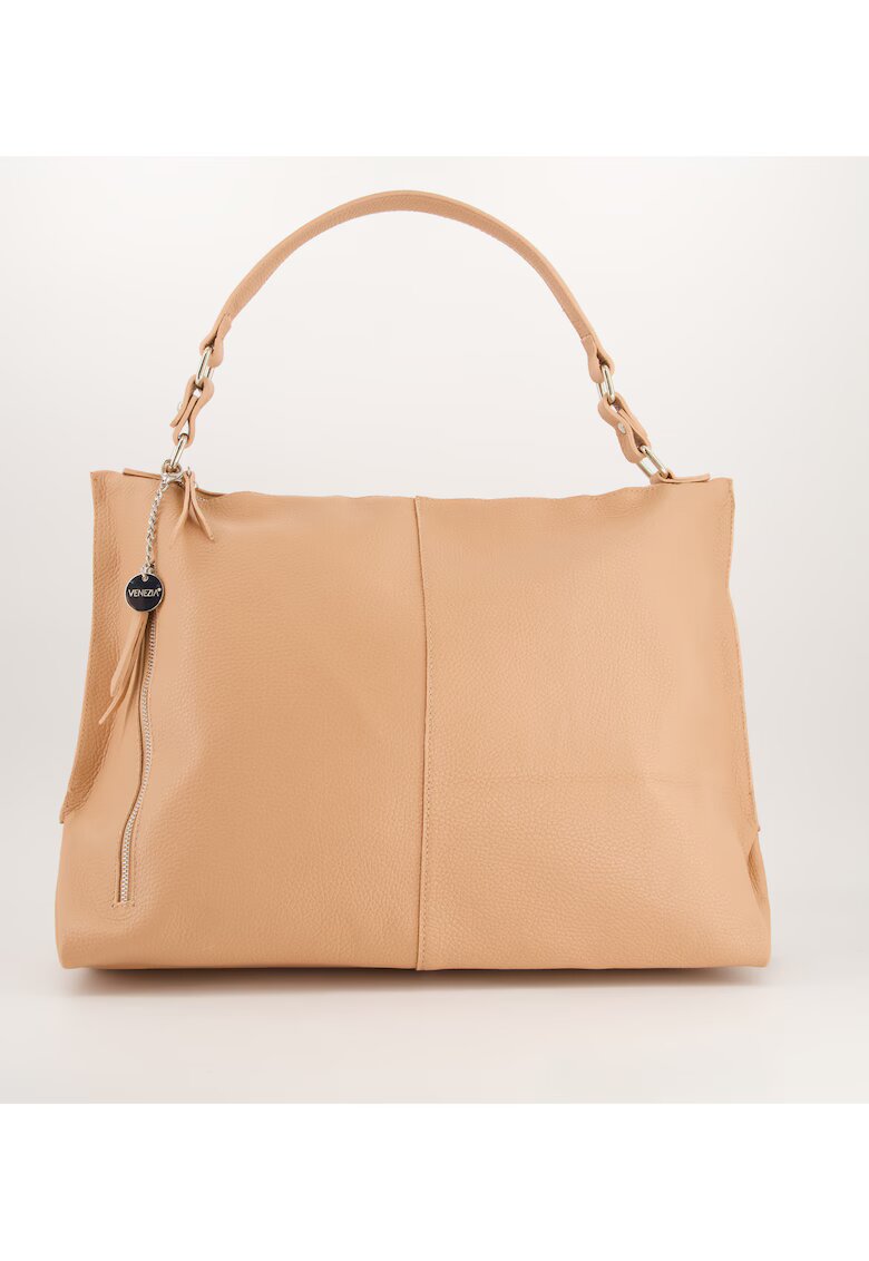 VENEZIA Geanta de umar - piele naturala - roz - 33x53x15cm - 3 buzunare interioare - 1 buzunar exterior
