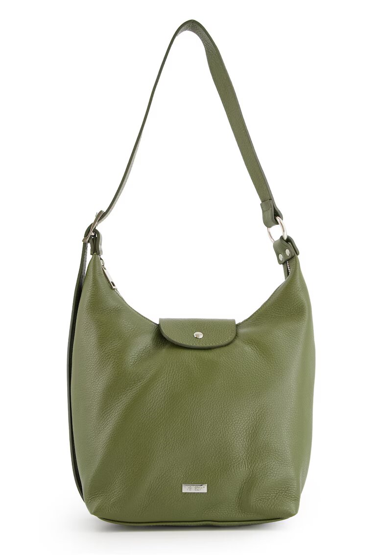 VENEZIA Geanta de umar - piele naturala - verde - 31x24x10cm - 2 buzunare interioare