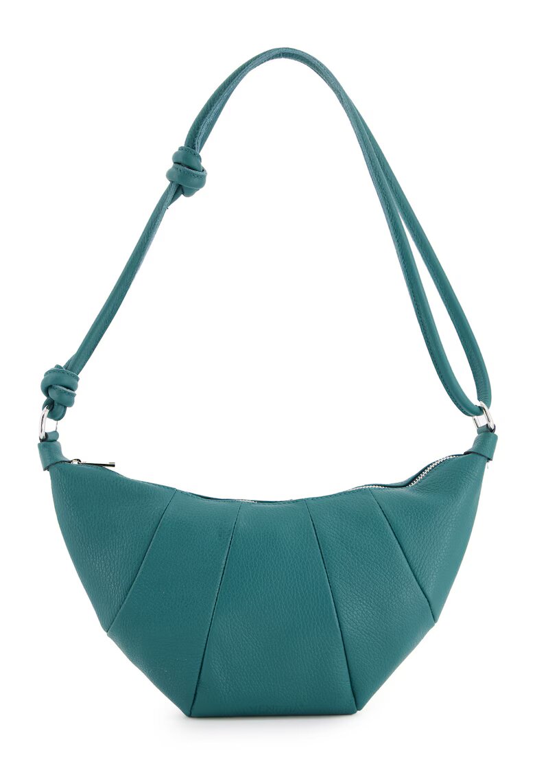 VENEZIA Geanta de umar piele naturala - verde - 32x17x6cm - curea 115cm - 2 buzunare interioare