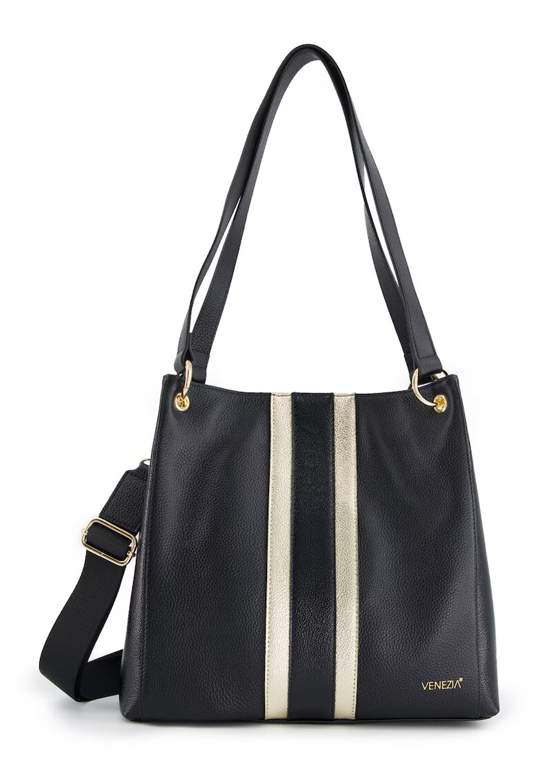 VENEZIA Geanta din piele naturala - neagra - 31x33x9cm