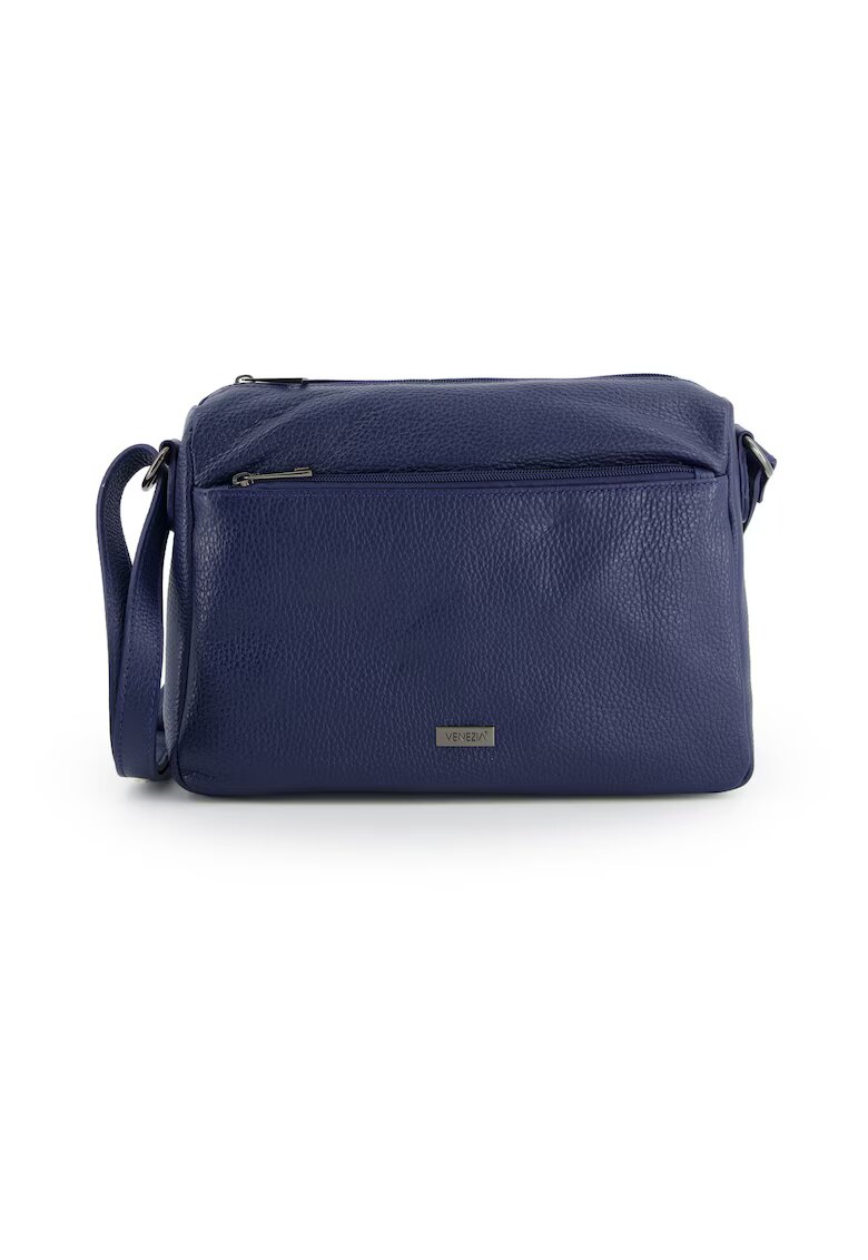 VENEZIA Geanta Messenger din piele naturala cu buzunar exterior