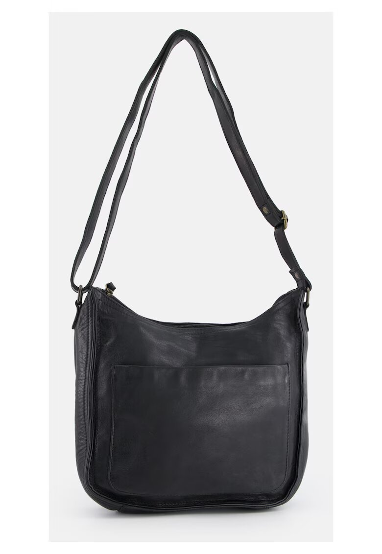 VENEZIA Geanta messenger piele naturala - neagra - 26x27x8cm - 2 buzunare interioare - 2 buzunare exterioare - curea reglabila max 145cm