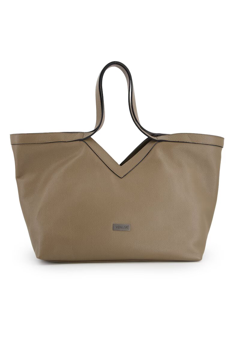 VENEZIA Geanta shopper din piele cu detaliu logo aplicat