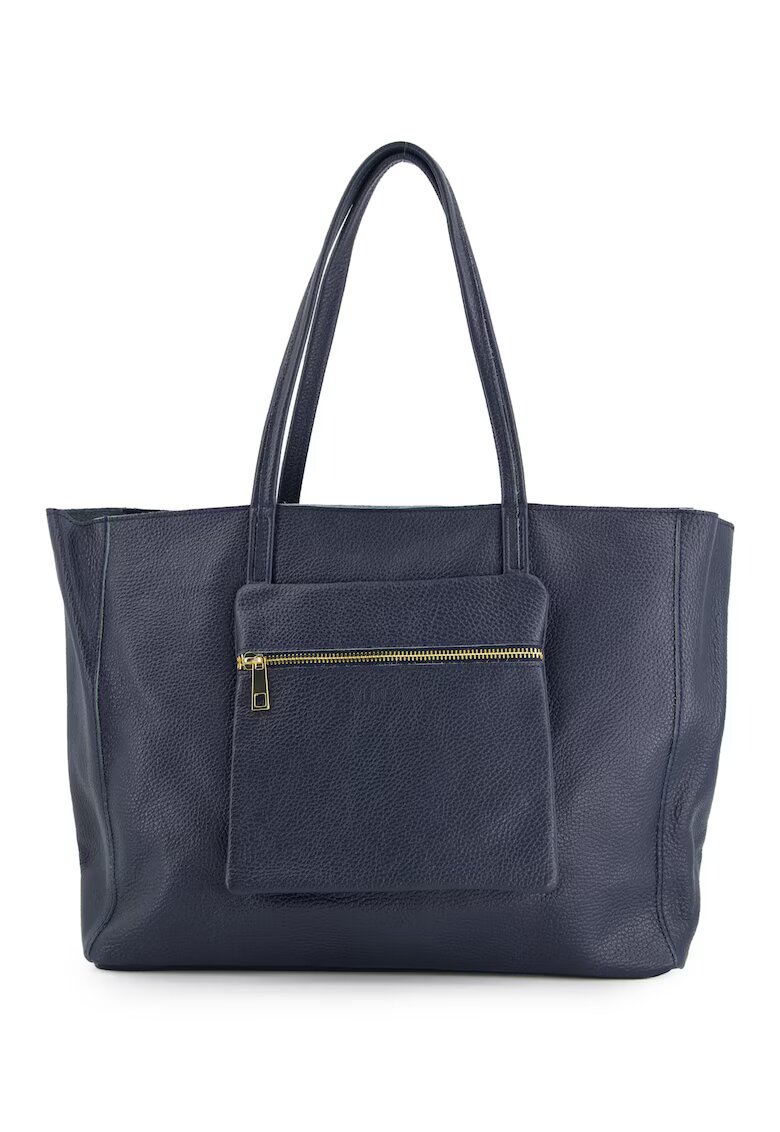 VENEZIA Geanta shopper din piele naturala granat - 37x29x13cm - cu un buzunar exterior - manere de 52cm