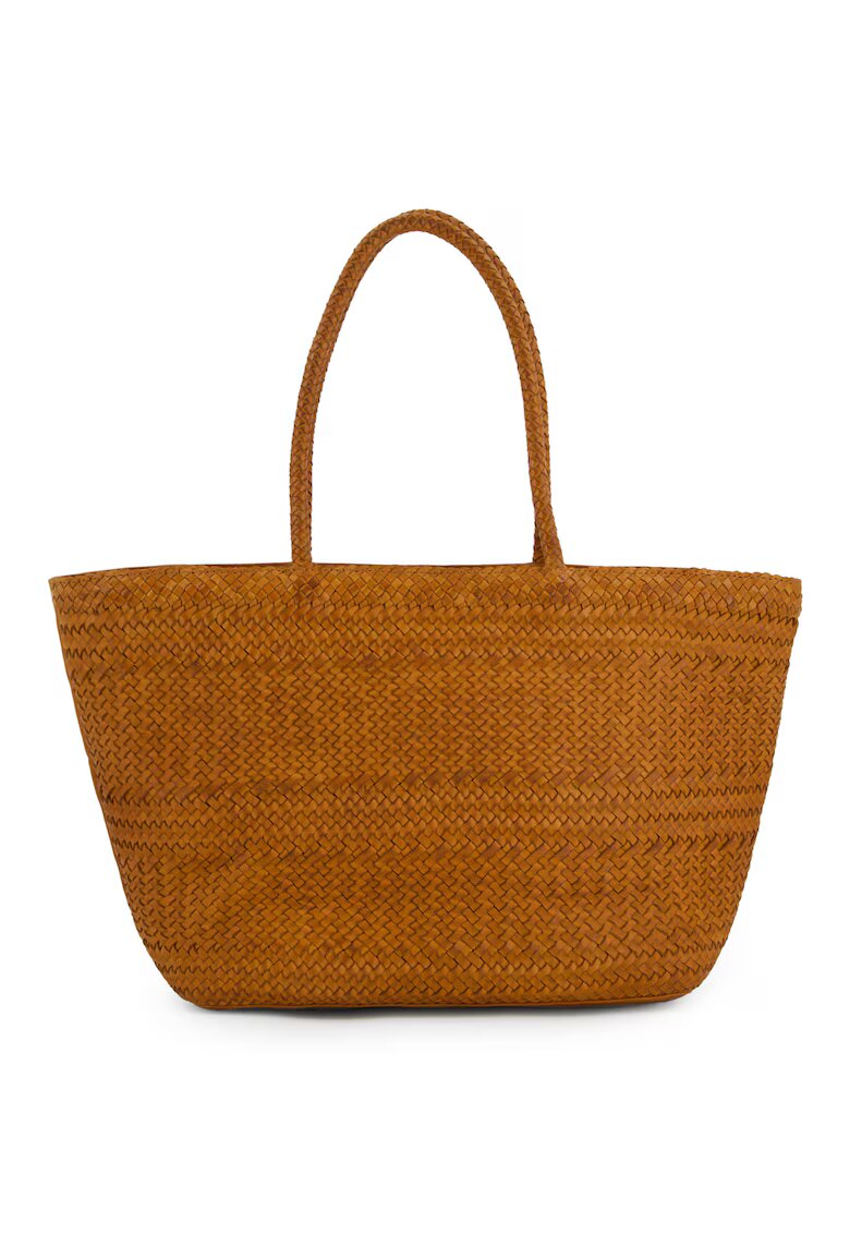 VENEZIA Geanta shopper din piele naturala - maro - 49x27x13cm - 3 buzunare interioare