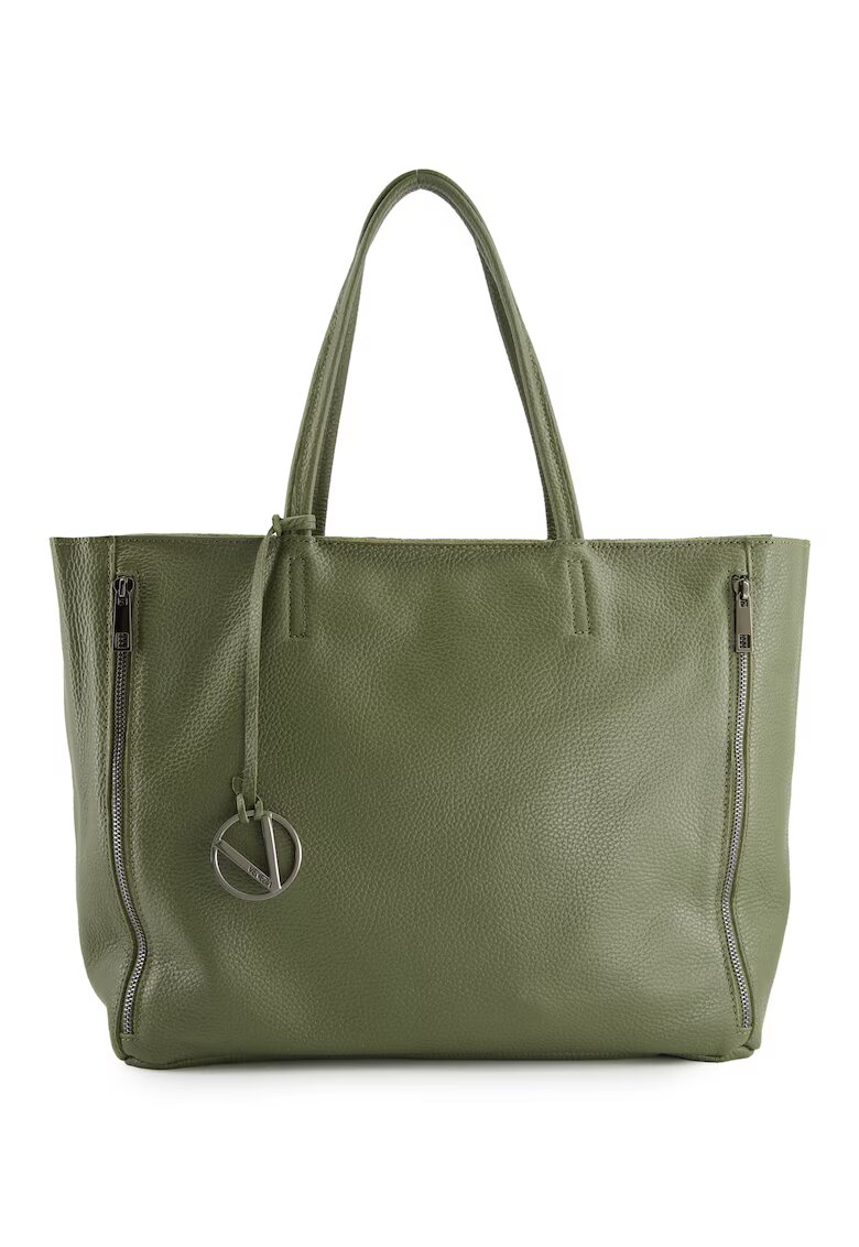 VENEZIA Geanta shopper din piele naturala - verde - 37x29x13cm - fara captuseala
