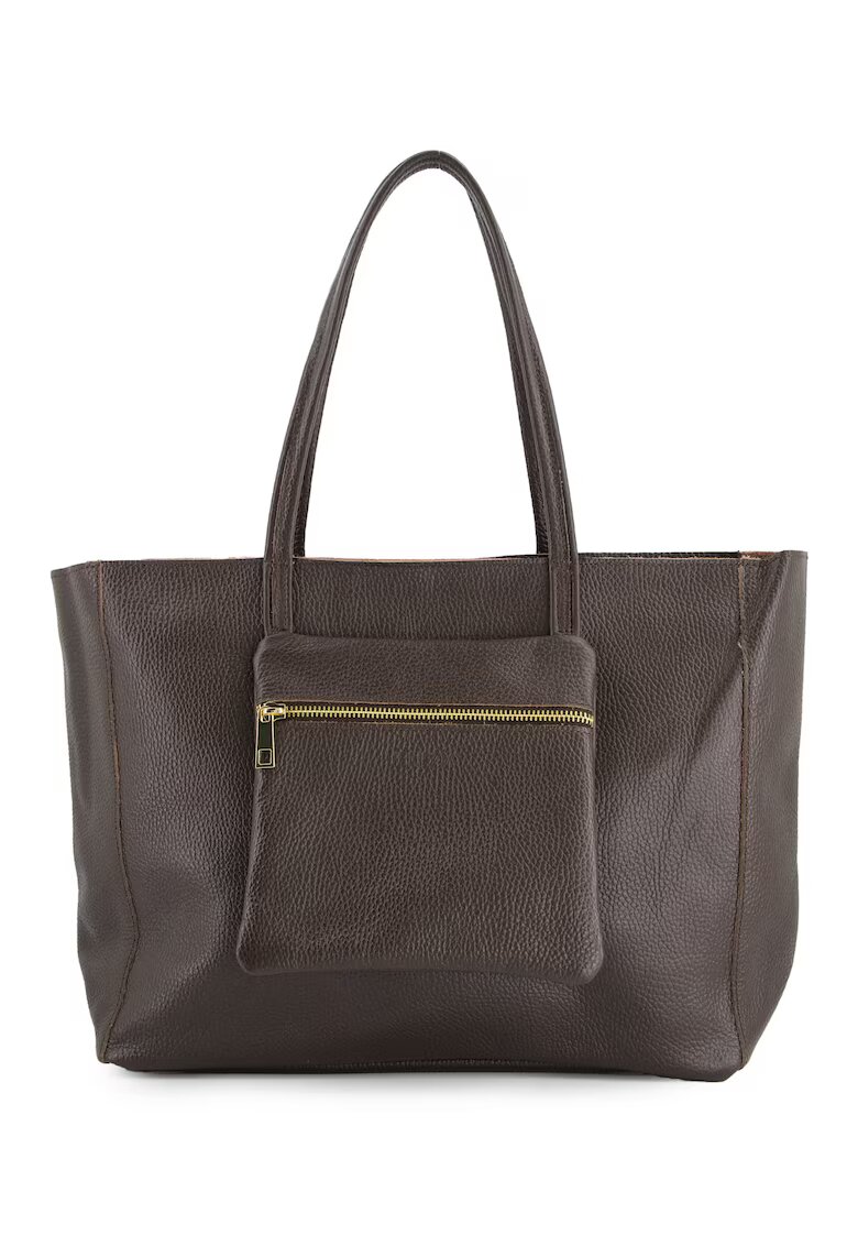 VENEZIA Geanta shopper pentru femei - piele naturala - maro - 37x29x13cm