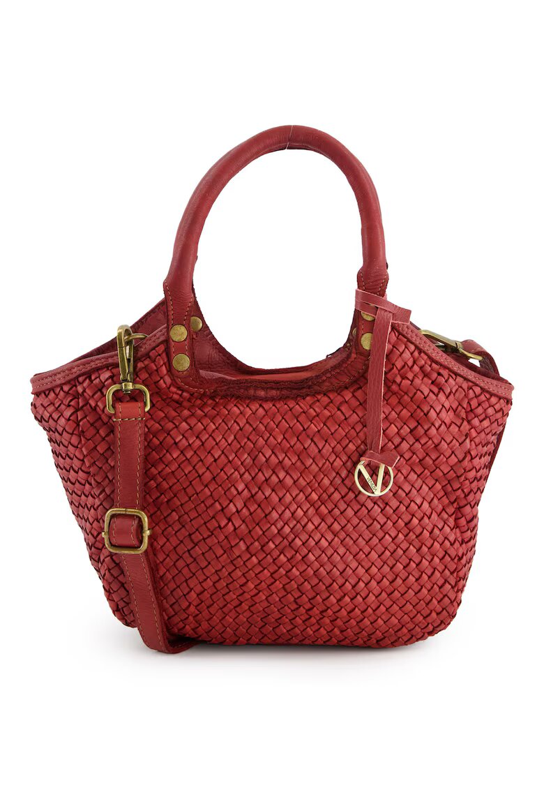 VENEZIA Geanta tote piele naturala - bordou - 36x23x11cm - curea detasabila 61cm - 1 buzunar interior