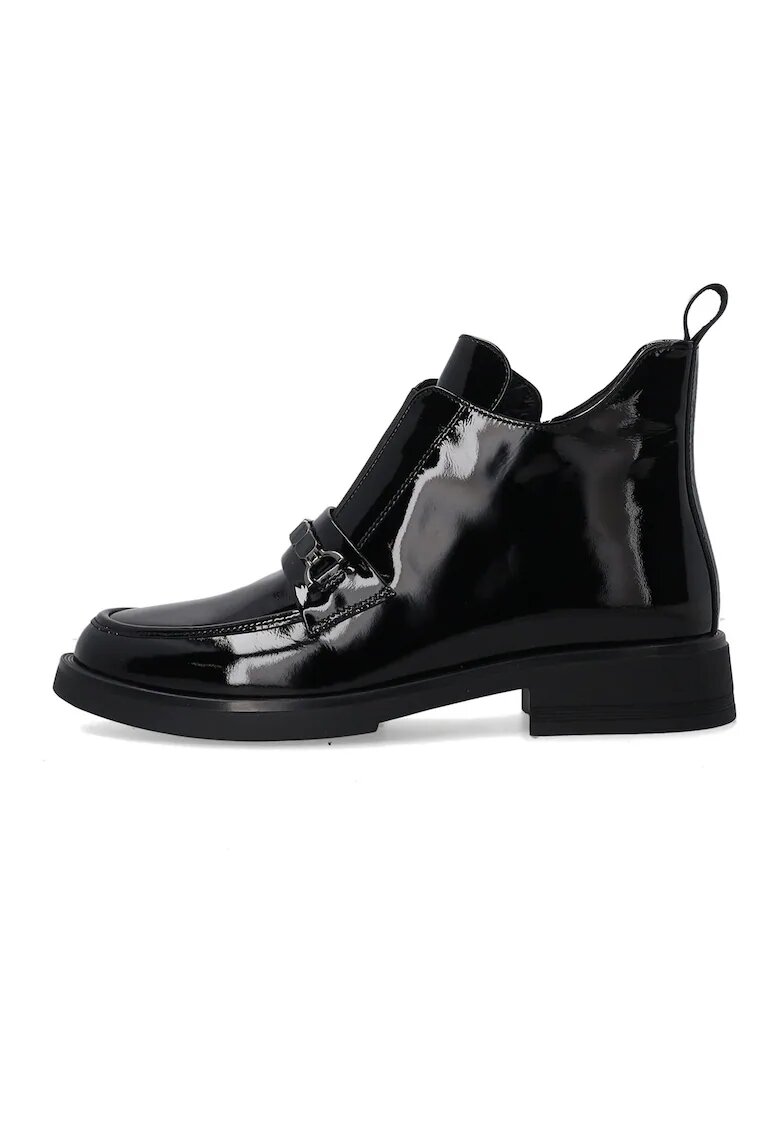 VENEZIA Ghete de dama din piele lacuita neagra - talpa