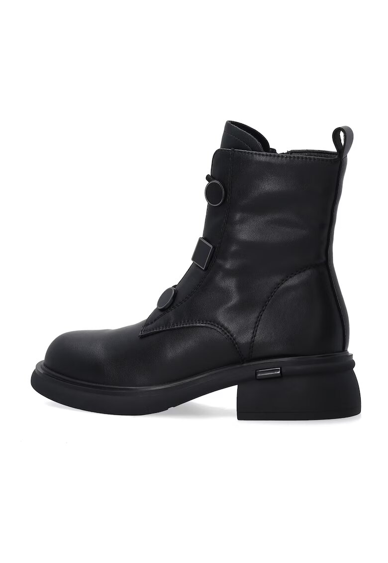 VENEZIA Ghete din piele naturala neteda cu toc masiv