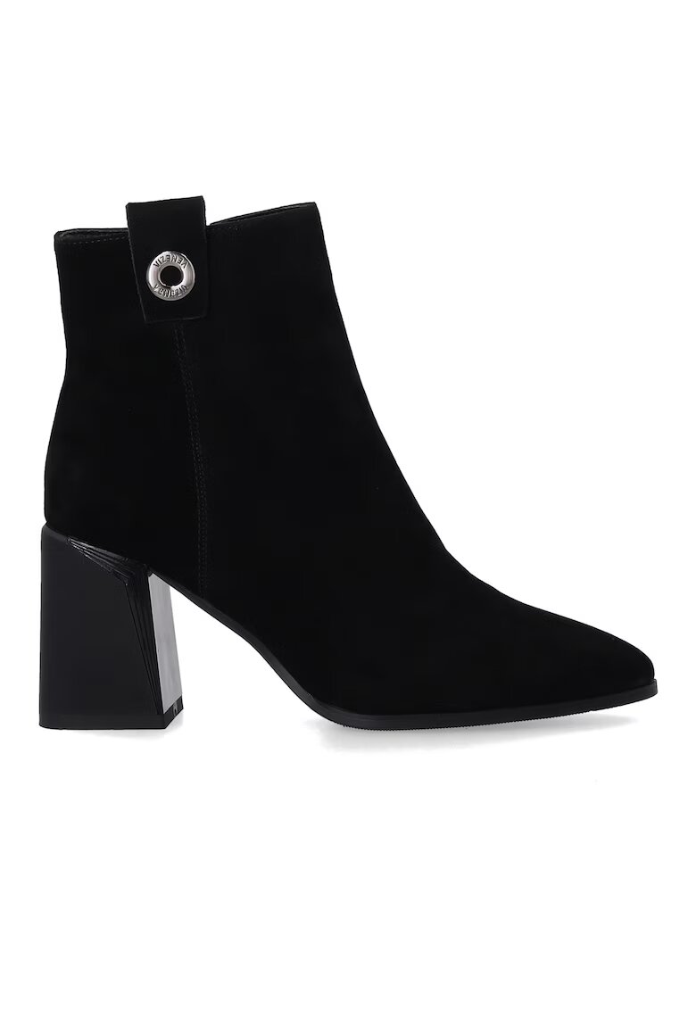 VENEZIA Ghete elegante cu toc inalt din piele intoarsa neagra