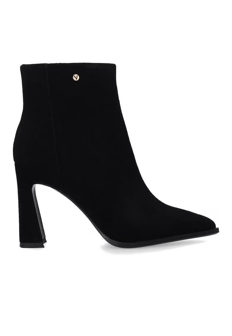 VENEZIA Ghete elegante din piele intoarsa neagra cu toc