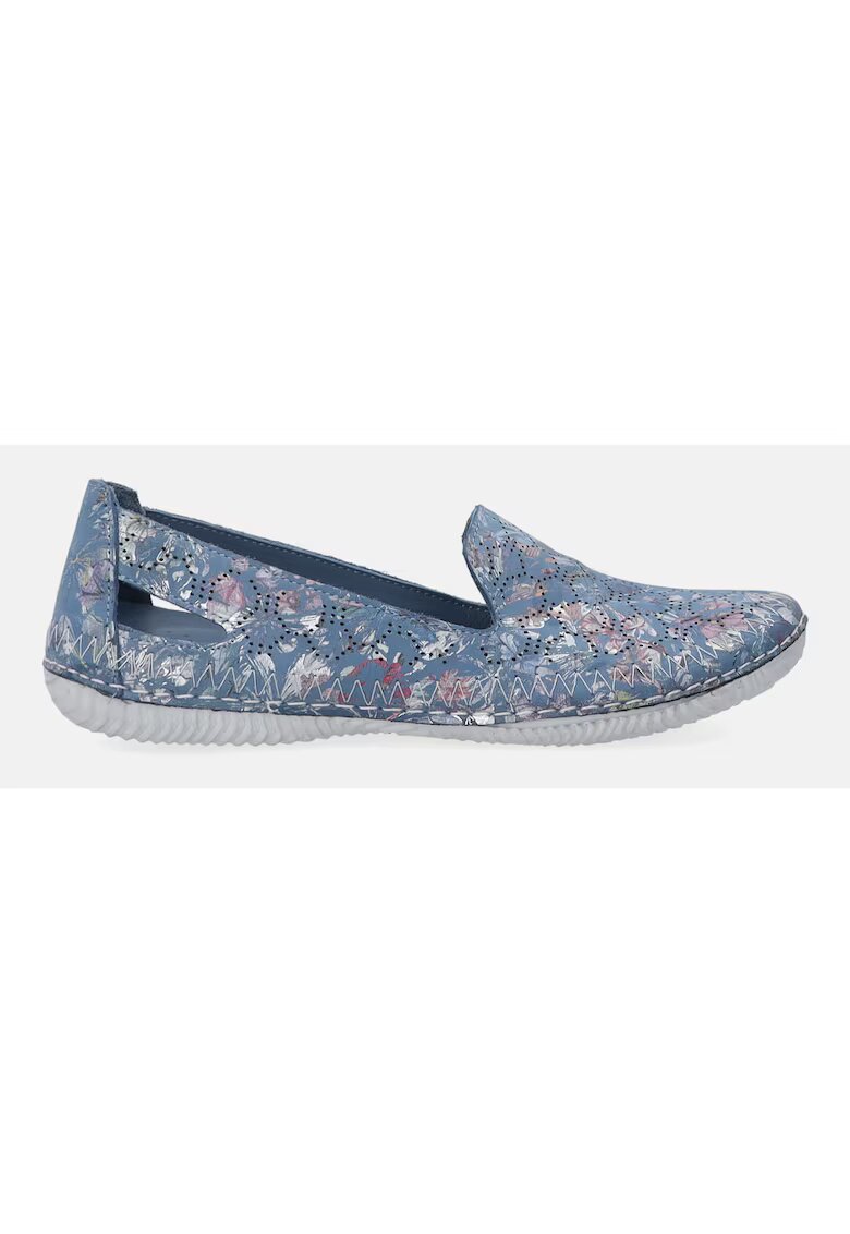 VENEZIA Mocasini de piele nabuc cu decupaje si imprimeu floral