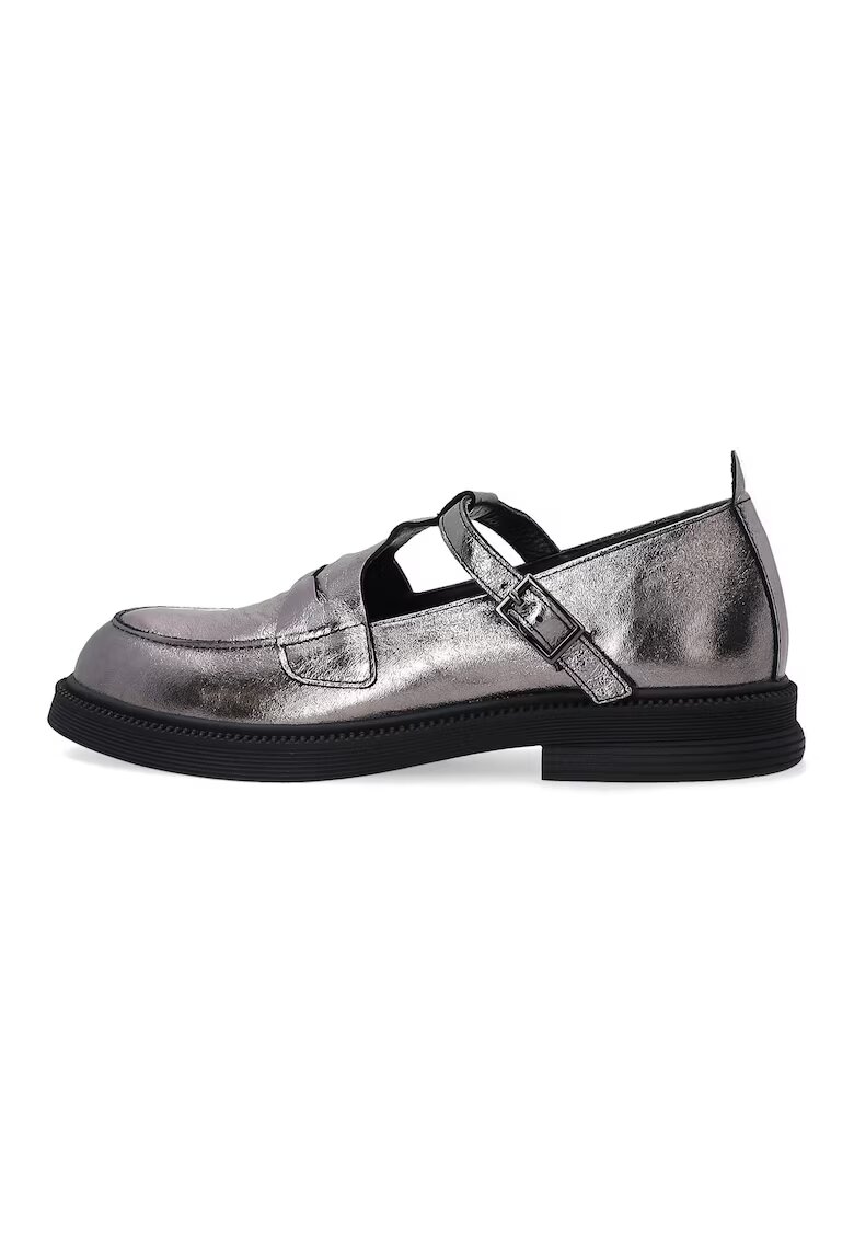 VENEZIA Mocasini din piele cu aspect metalizat