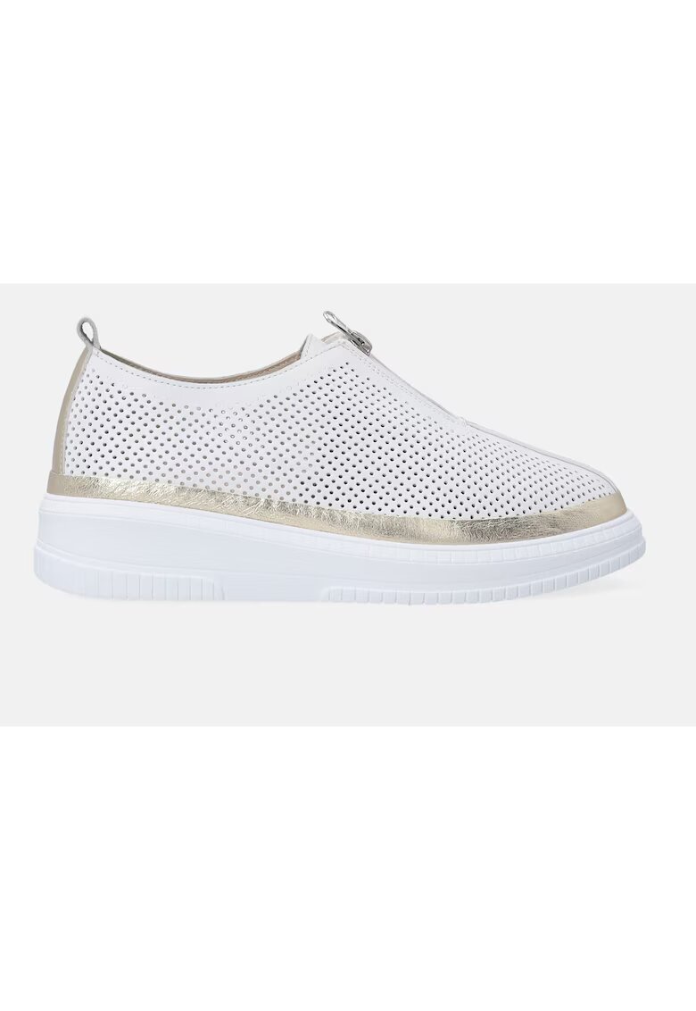 VENEZIA Pantofi din piele cu aspect perforat si fermoar