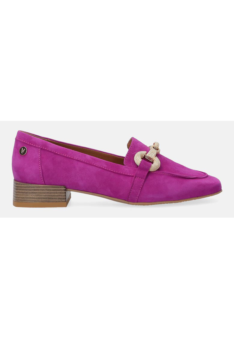 VENEZIA Pantofi loafer fucsia din piele intoarsa
