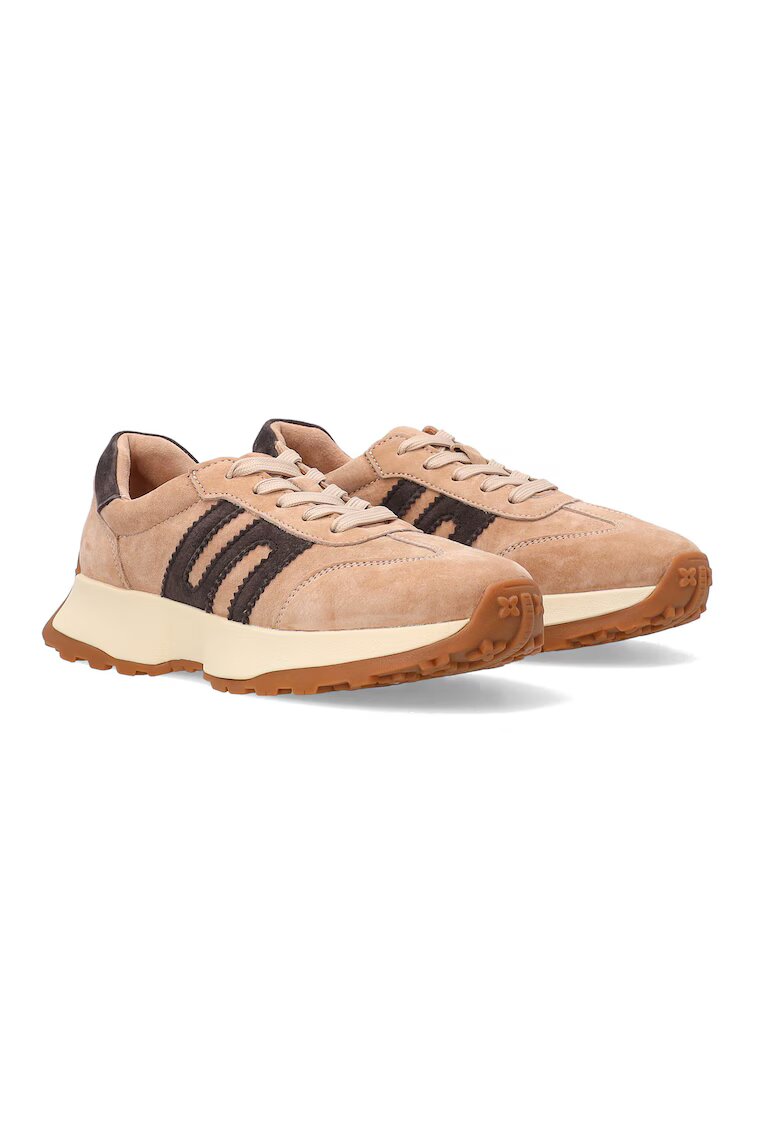 VENEZIA Pantofi sport flatform din piele intoarsa - Bej