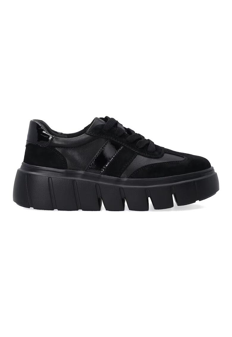 VENEZIA Pantofi sport flatform din piele si piele intoarsa