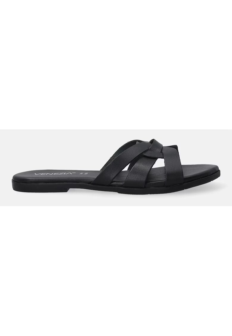 VENEZIA Papuci clasici din piele neagra pentru femei Classic -