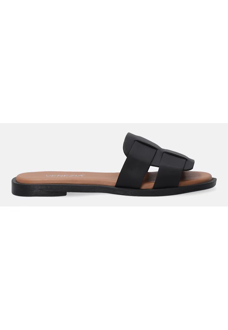 VENEZIA Papuci confortabili din piele - Negru