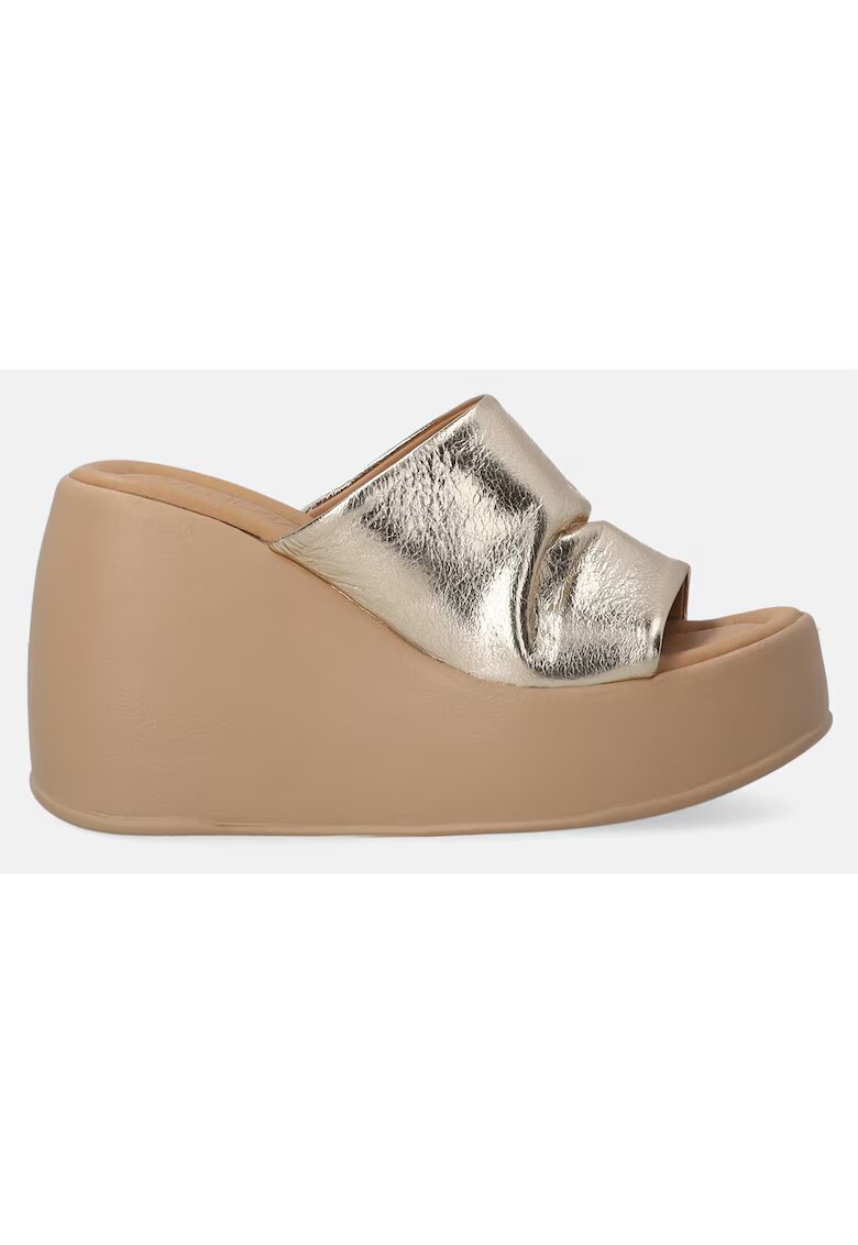 VENEZIA Papuci cu platforma - din piele - cu aspect metalizat