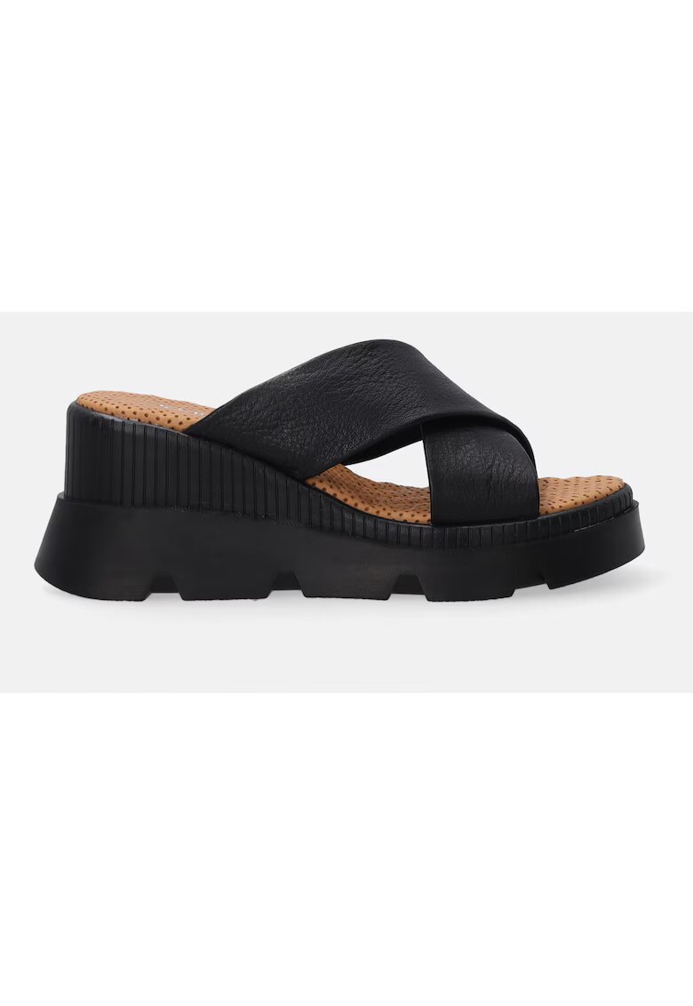 VENEZIA Papuci cu talpa wedge captusiti cu piele