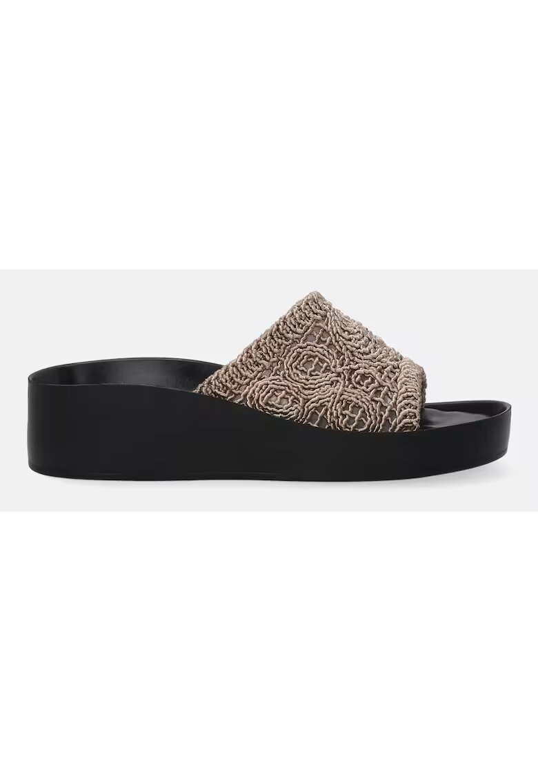 VENEZIA Papuci cu talpa wedge si detaliu crosetat