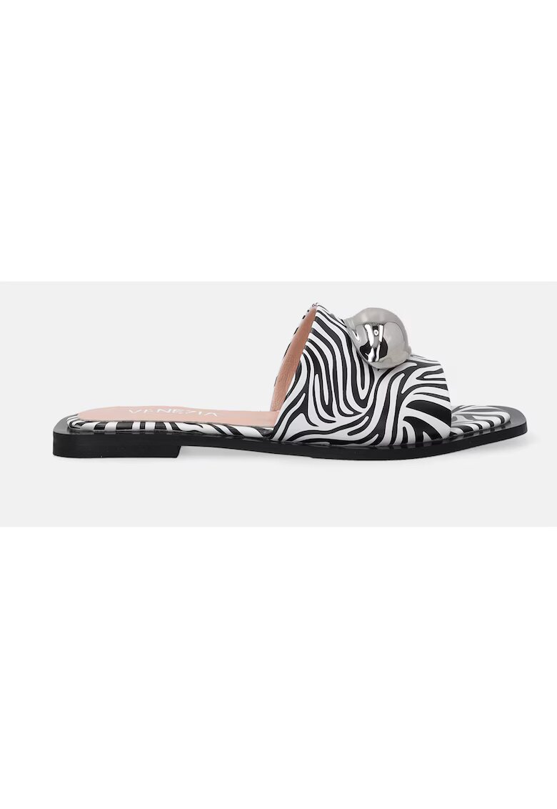 VENEZIA Papuci din piele cu model animal print