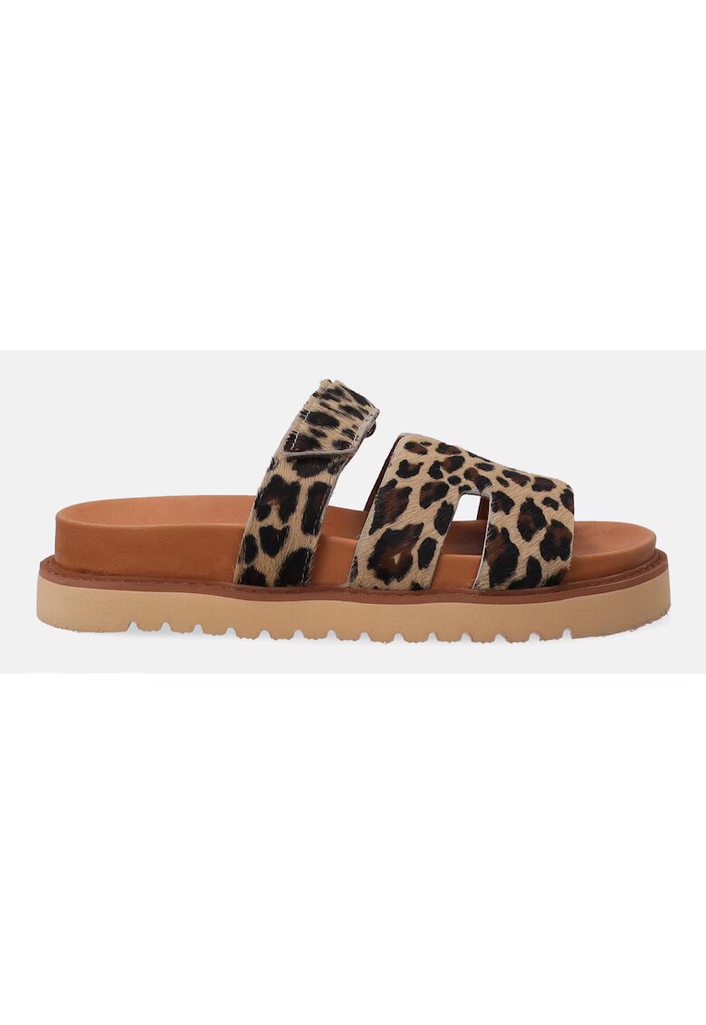 VENEZIA Papuci din piele cu model leopard