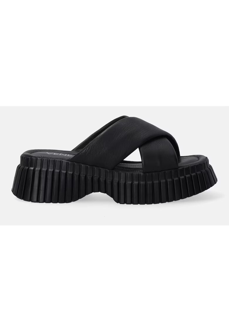 VENEZIA Papuci din piele cu talpa demi-wedge