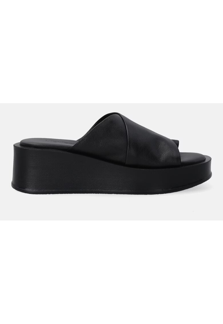 VENEZIA Papuci din piele cu talpa demi-wedge si aspect peliculizat