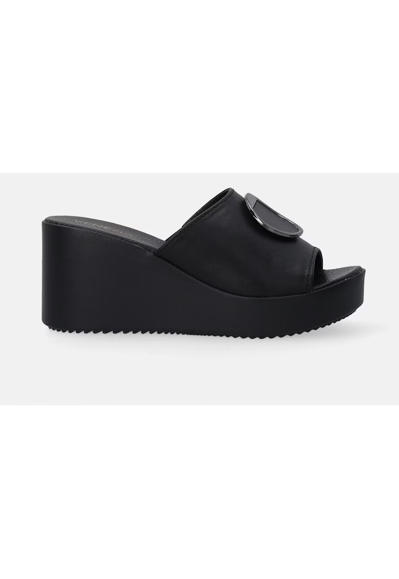 VENEZIA Papuci din piele cu talpa wedge