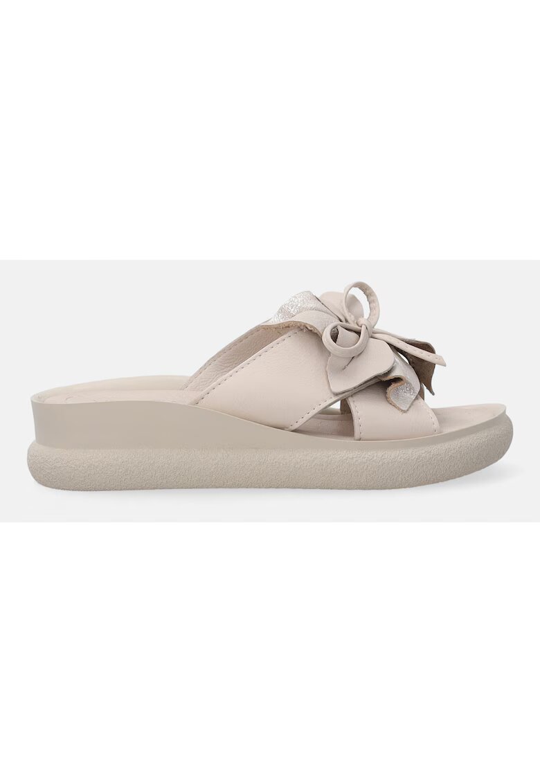 VENEZIA Papuci din piele cu talpa wedge uni