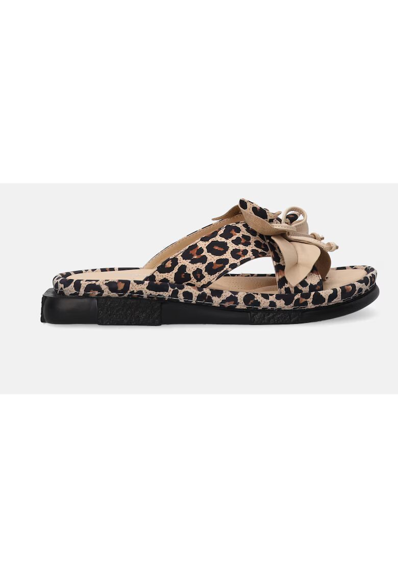 VENEZIA Papuci din piele nabuc cu animal print