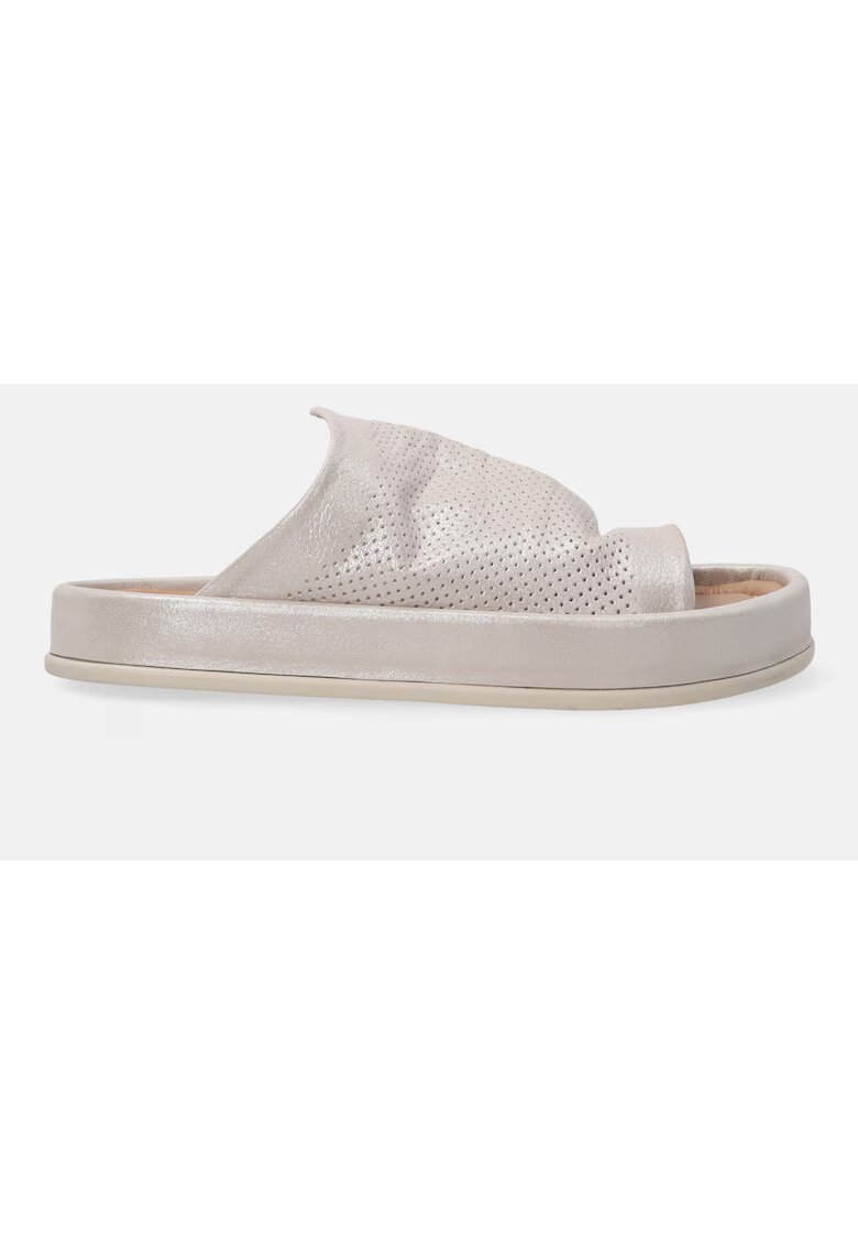 VENEZIA Papuci flatform din piele cu design perforat