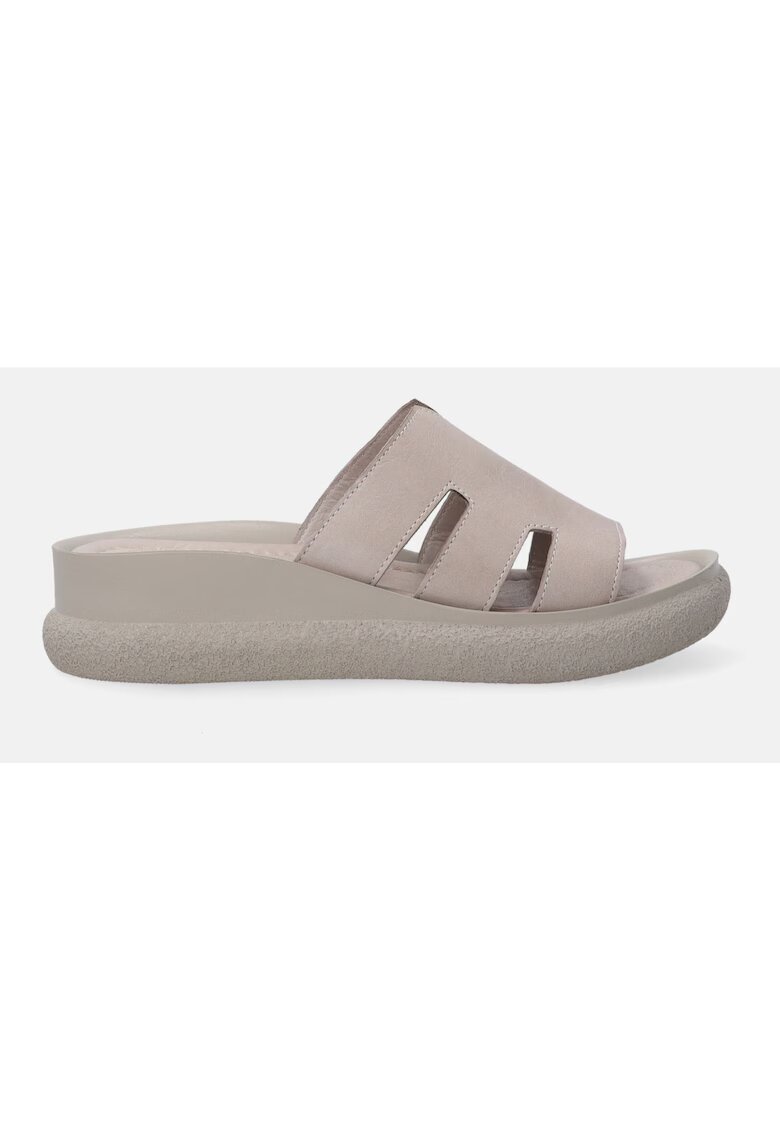 VENEZIA Papuci uni cu talpa wedge din piele naturala