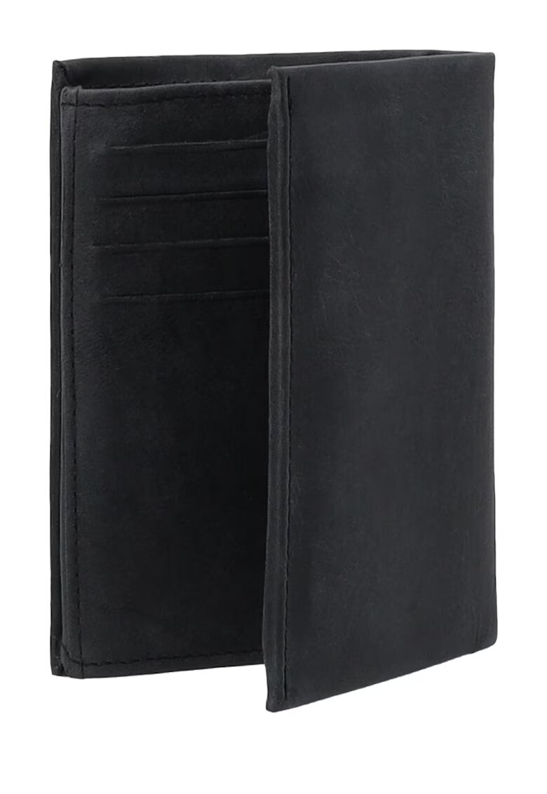 VENEZIA Portofel barbati - Piele naturala - 10x12.5x2.5cm - Negru