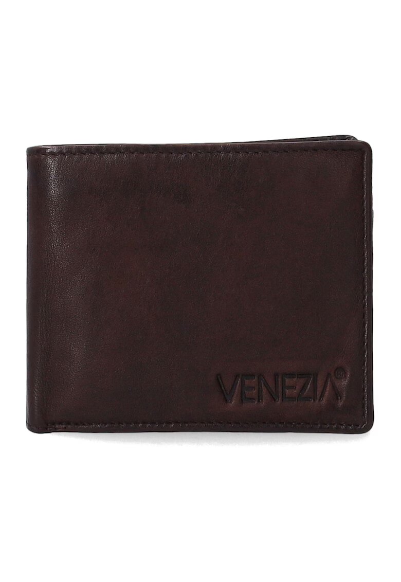VENEZIA Portofel barbati - piele naturala - maro - 11x9.5x2.5cm