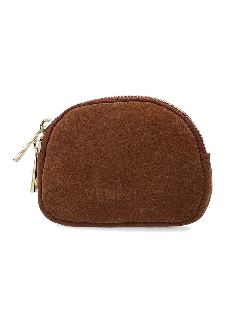 VENEZIA Portofel dama maro - piele intoarsa - 10x13cm