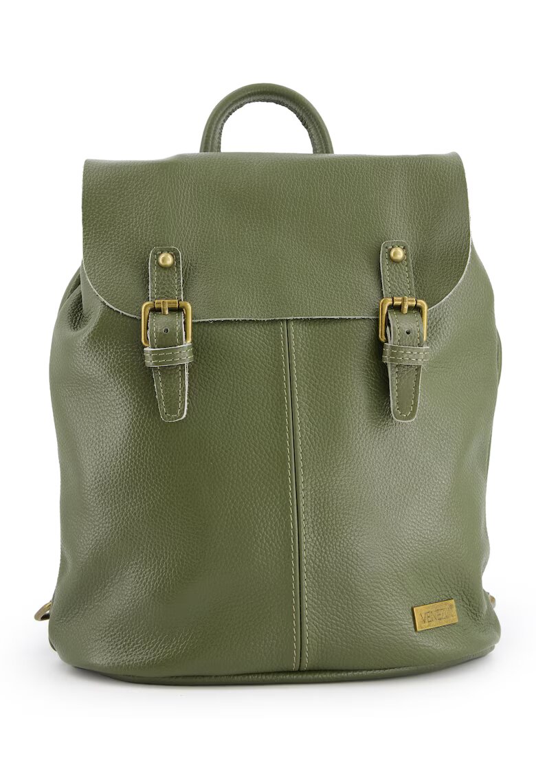 VENEZIA Rucsac dama din piele naturala granat - 34x34x13cm - 3 buzunare interioare - 1 buzunar exterior - curea detasabila max 87cm - Verde