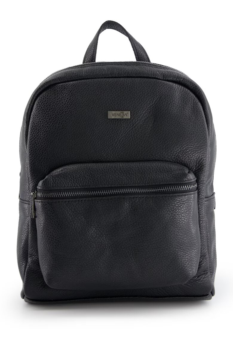 VENEZIA Rucsac dama piele naturala - 33x27x11cm - 3 buzunare interioare - 1 buzunar exterior - Negru