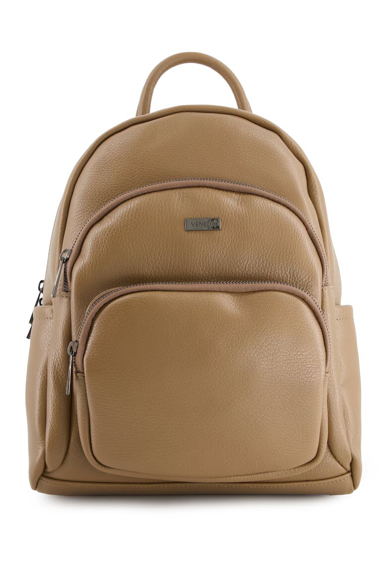 VENEZIA Rucsac dama - piele naturala - 33x27x12cm - 4 buzunare externe - 2 buzunare interne - Maro