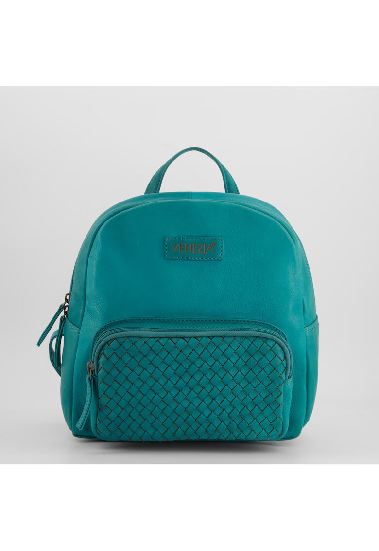 VENEZIA Rucsac din piele cu buzunar exterior - 49745 - Turcoaz