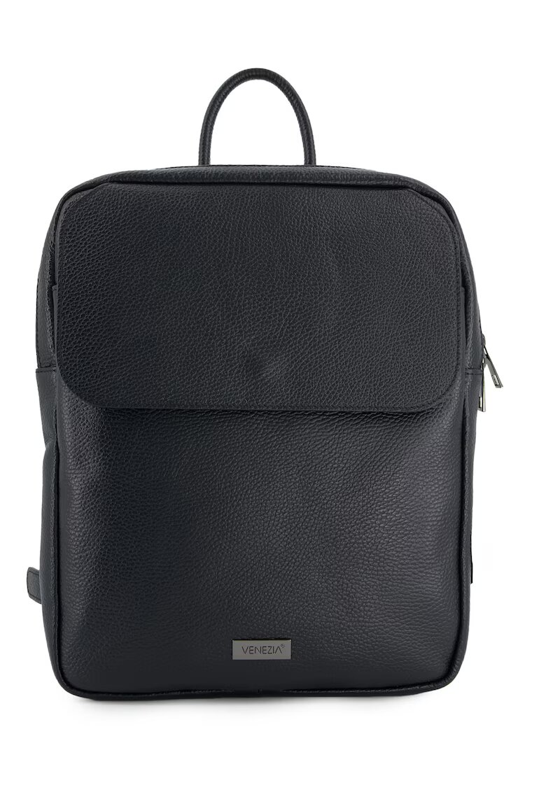 VENEZIA Rucsac din piele cu buzunar frontal cu clapa