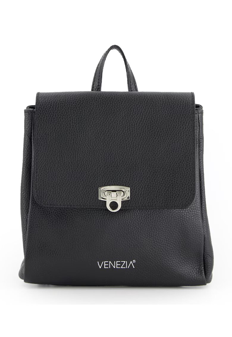 VENEZIA Rucsac din piele neagra de culoarea mazarei