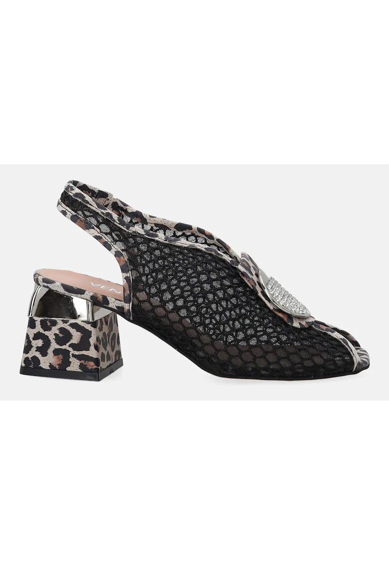 VENEZIA Sandal cu toc masin si animal print