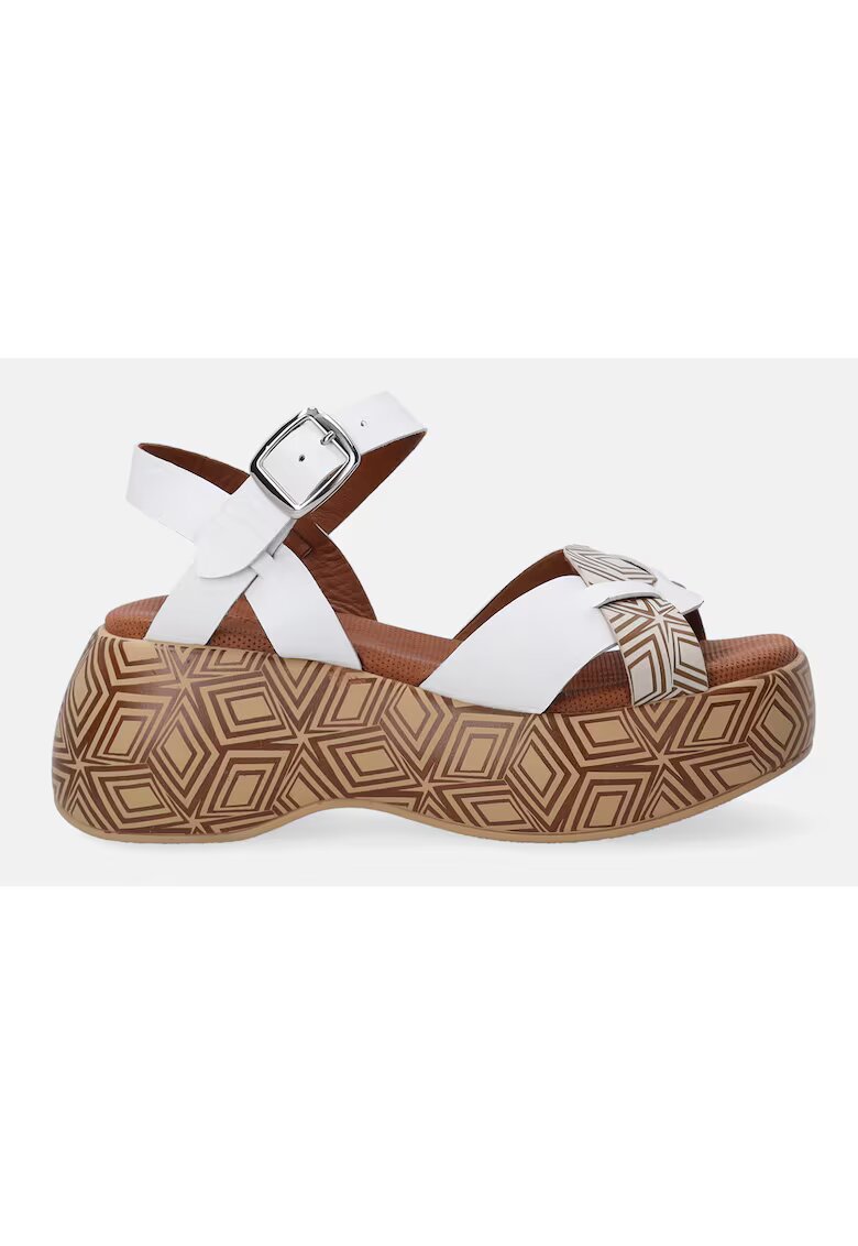 VENEZIA SANDALE ALBE CU PLATFORMA SI MODEL GEOMETRIC MARIMEA