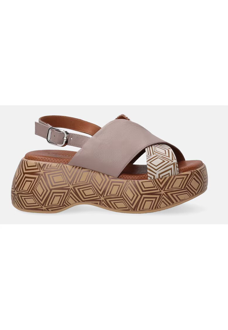 VENEZIA Sandale cu talpa demi-wedge si imprimeu